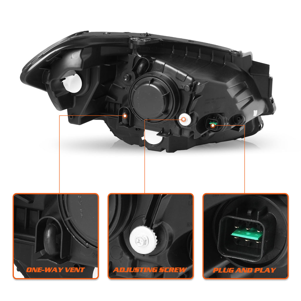 Kia Soul Black Headlights For 2010-2011 Headlamp Halogen Left+Right Side 10-11