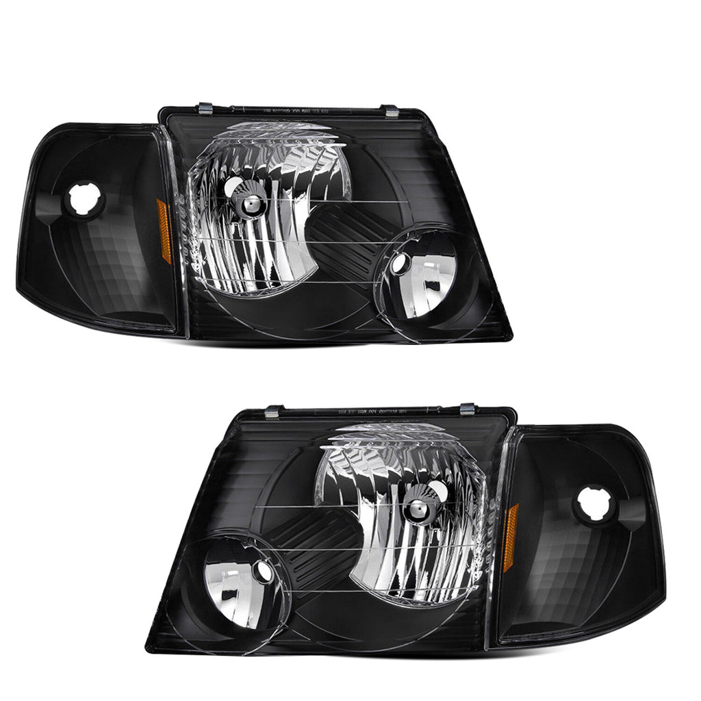 For 2002 2003 2004 2005 Ford Explorer Black Headlights+Corner Signal Lights Pair