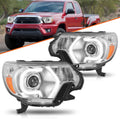 For 2012-2015 Toyota Tacoma LED DRL Tube Chrome Headlights Headlamps Left+Right