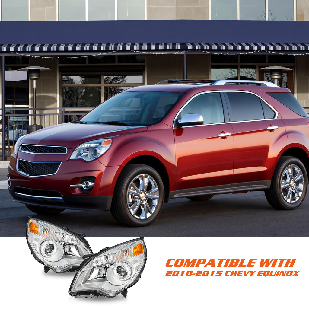 for 2010-2015 Chevy Equinox Projector Halogen Headlights Left+Right Set w/Bulds