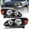 For 2003-2008 Toyota Corolla Sedan Black Headlight Assembly Headlamps Left+Right