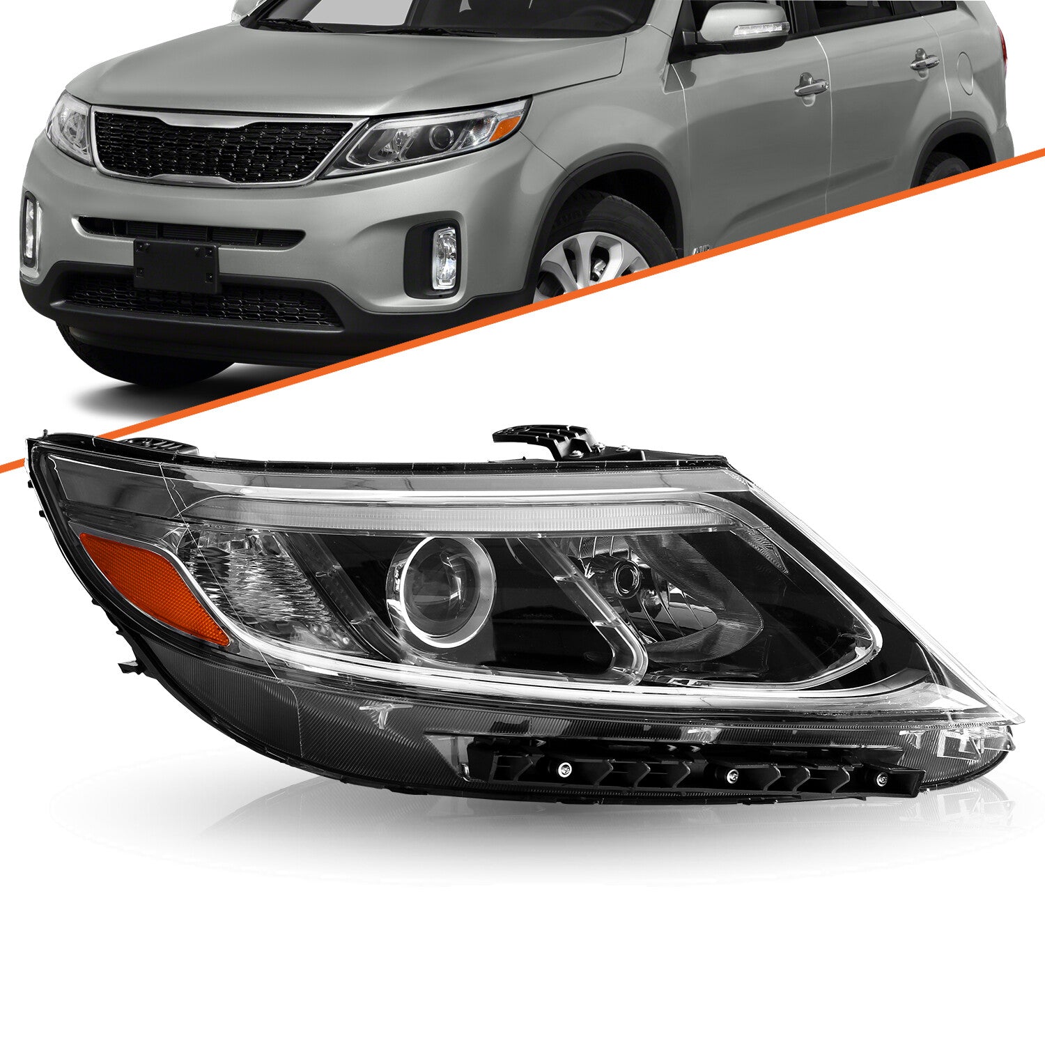 Headlight for 2014 2015 Kia Sorento LX LED DRL Projector Right Passenger Side