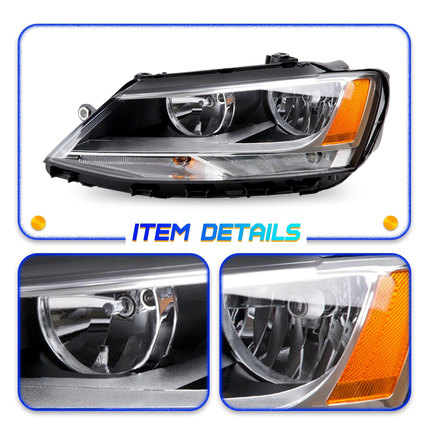 For 2011-2018 Volkswagen Jetta Headlights Assembly Replacement Front Headlamp