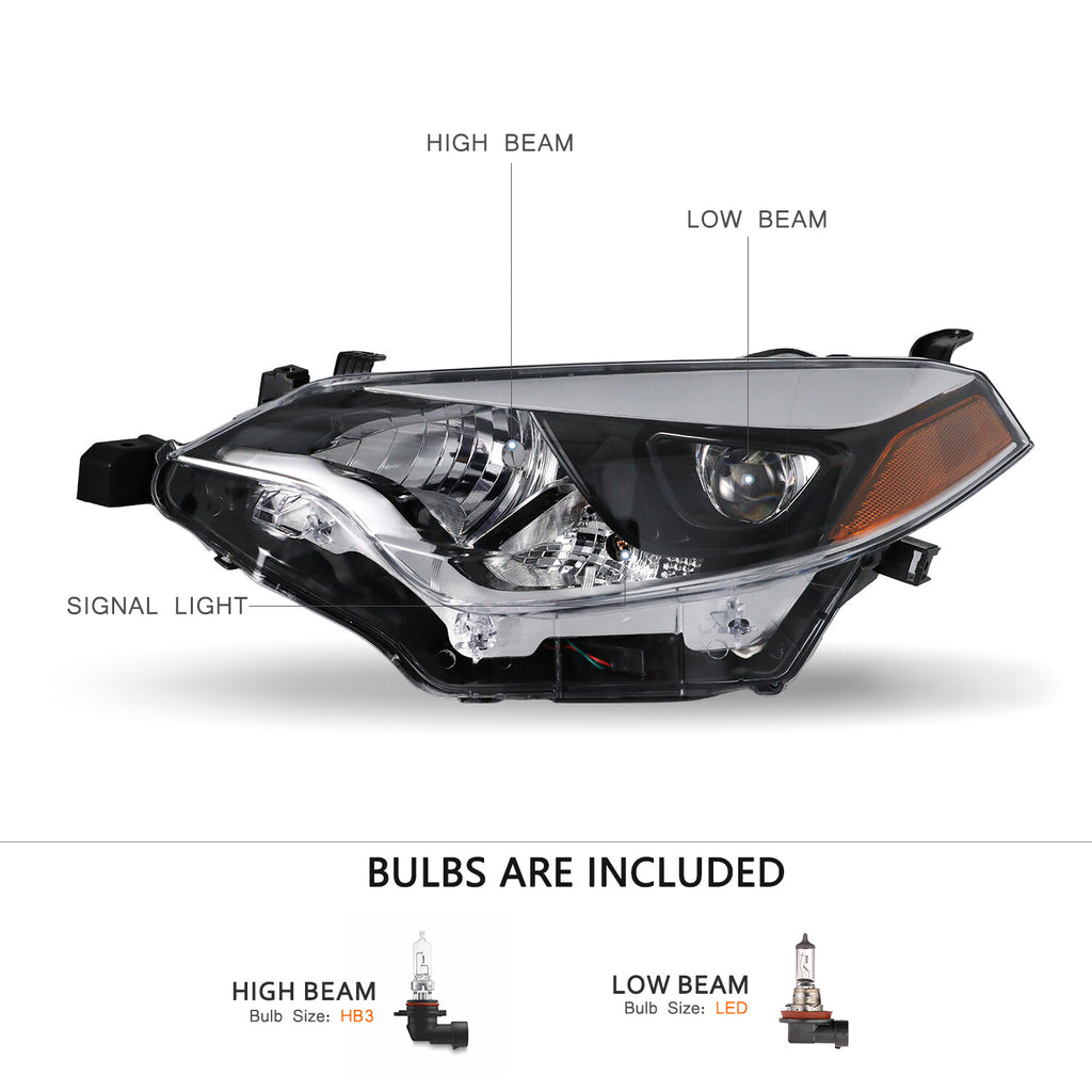 For 2014 2015 2016 Toyota Corolla Sedan 4Dr Left Side Headlight Driver Headlamp