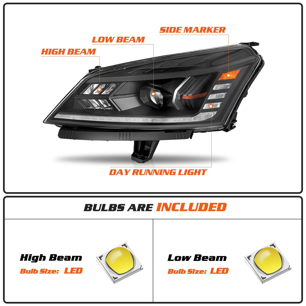 For 2013-2017 Chevy Traverse Full Led Driver and Passenger Side Headlight