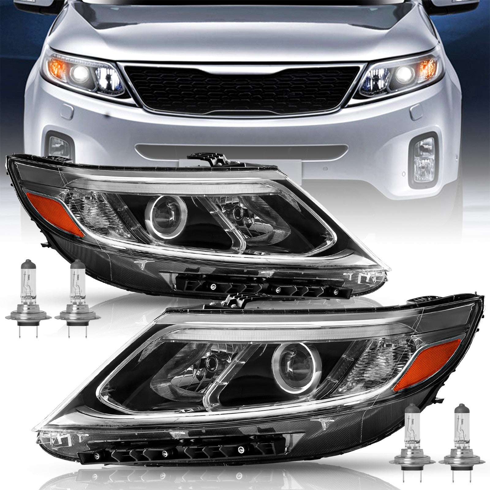 For 2014 2015 Kia Sorento EX SX LED DRL Projector Headlights Assembly w/bulbs