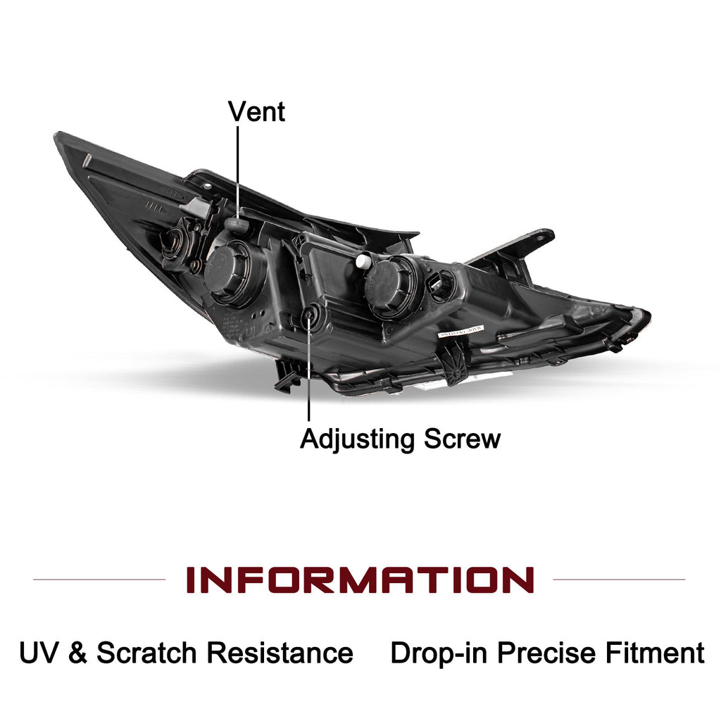 For 2011-2014 Hyundai Sonata Pair HeadLamps Chrome Clear Projector Headlights