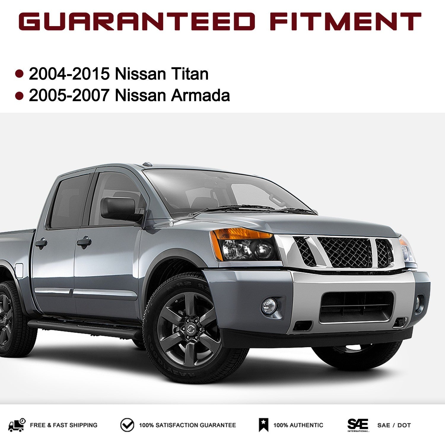 For 2004-2015 Nissan Titan / 2005-2007 Nissan Armada Headlights Assembly Lamps