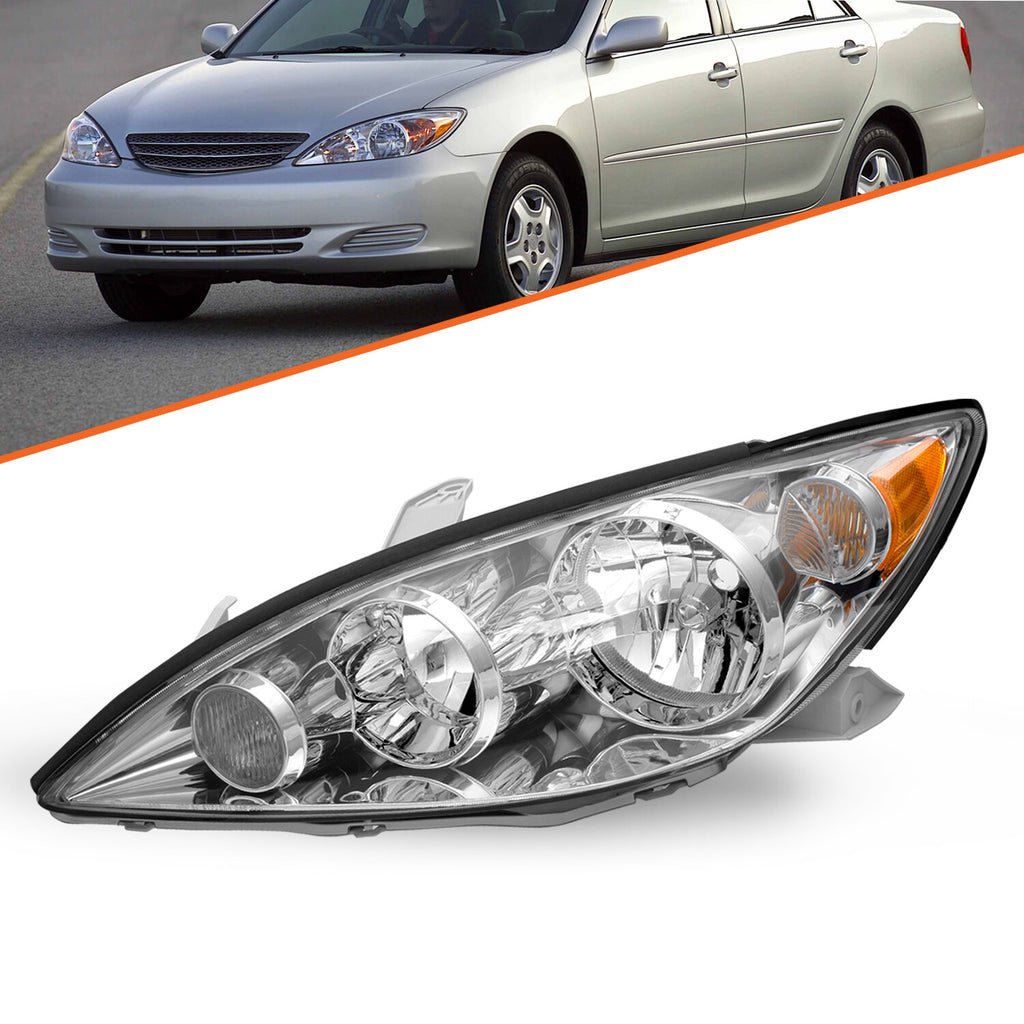 For 2005 2006 Toyota Camry Driver Side Headlamp Chrome Amber Halogen Headlight