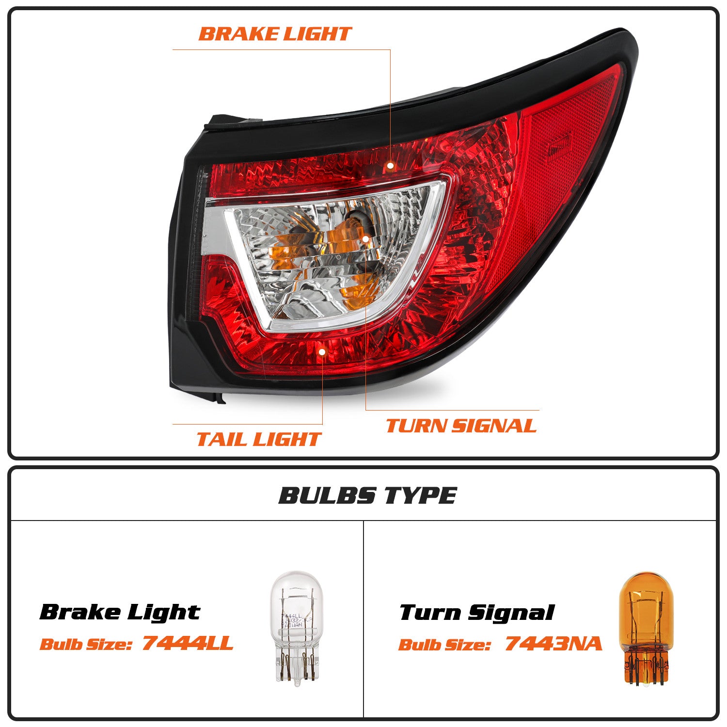 For 2013-2017 Chevy Traverse Tail Light Passenger Rear Outer Right Side w/ Bulbs