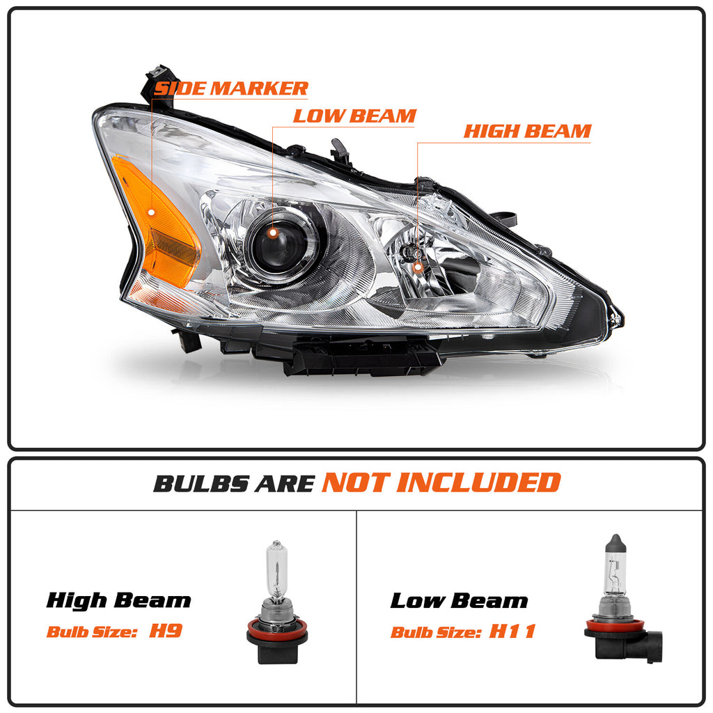 For 2013 2014 2015 Nissan Altima 4DR Halogen Projector Right Passenger Headlight