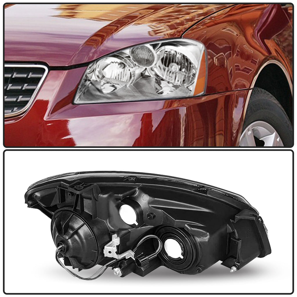 For 2005-2006 Nissan Altima Sedan 4Dr Chrome Headlights Assembly Headlamps Pair