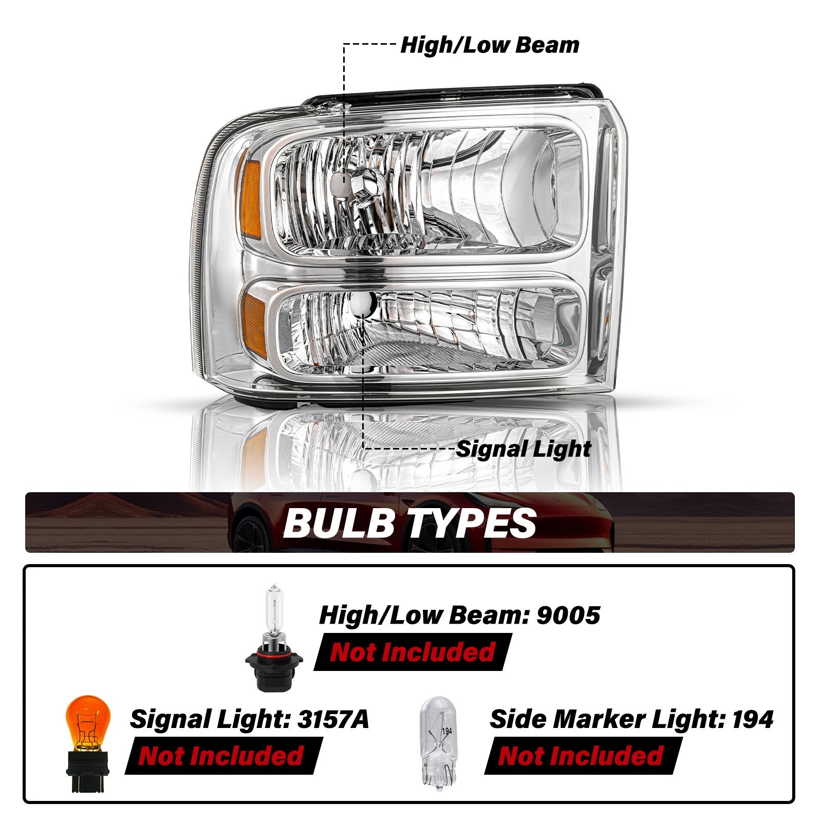 Fit For 2005-2007 Ford F250 F350 F450 F550 Super duty Headlights 05-07 Headlamp