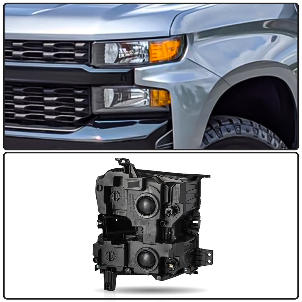 for 2019-2021 Chevy Silverado 1500 Halogen w/o LED Headlight Headlamp
