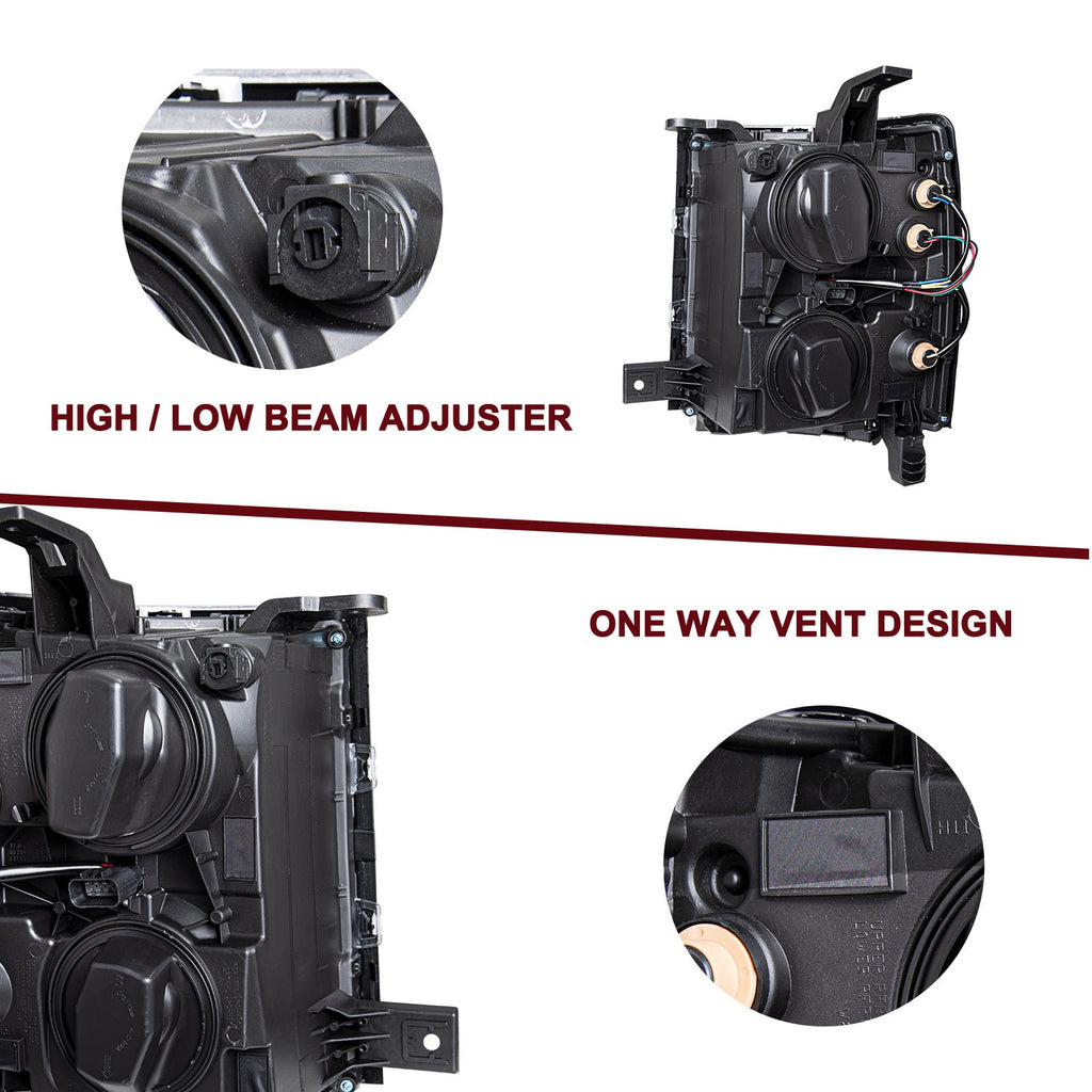 Black Headlights For 2014-2015 Chevy Silverado 1500 Headlamps Assembly Sets