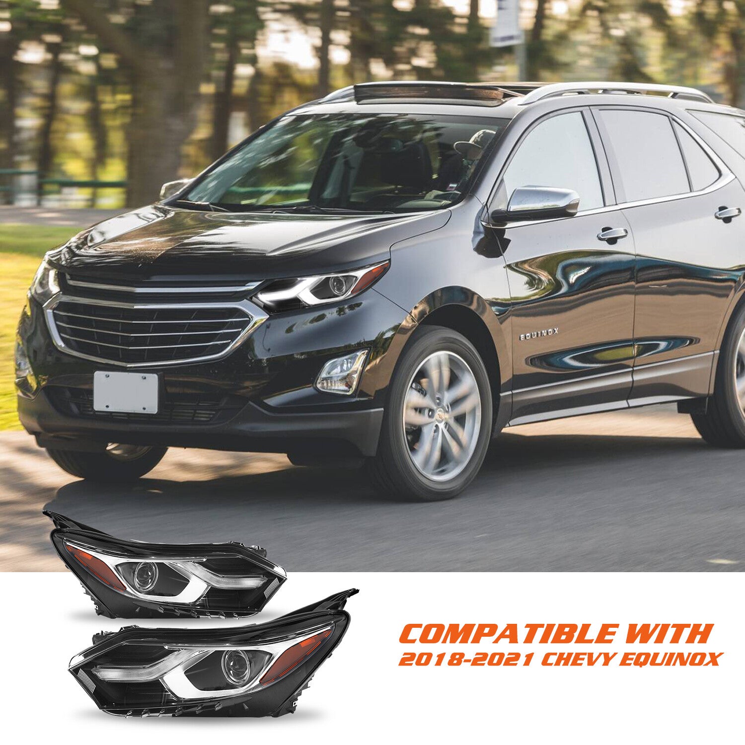 For 2018-2021 Chevy Equinox HID/Xenon Headlight w/ LED DRL Passenger Driver Set