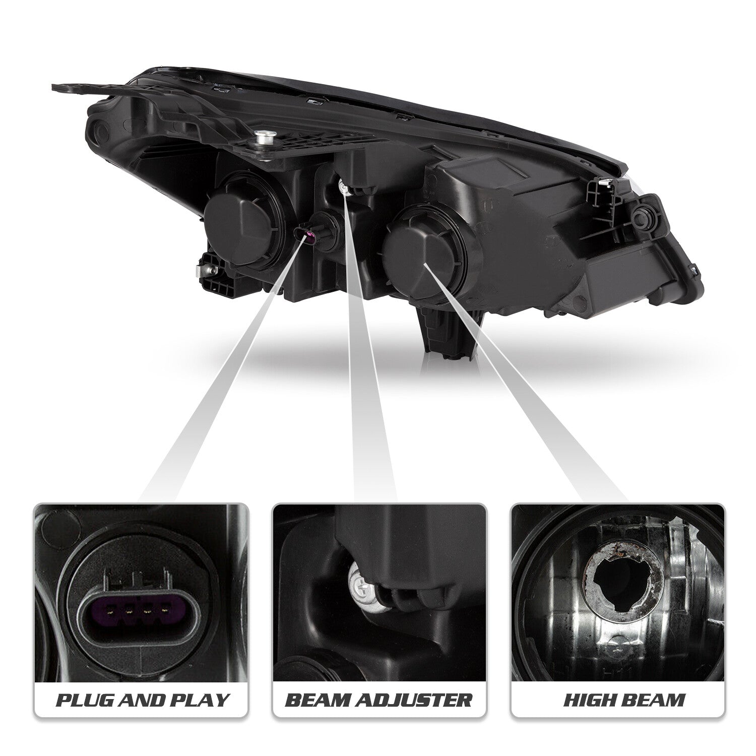 Chrome Headlight For 2009-2012 Chevy Traverse Headlamp W/ Bulb Left Driver