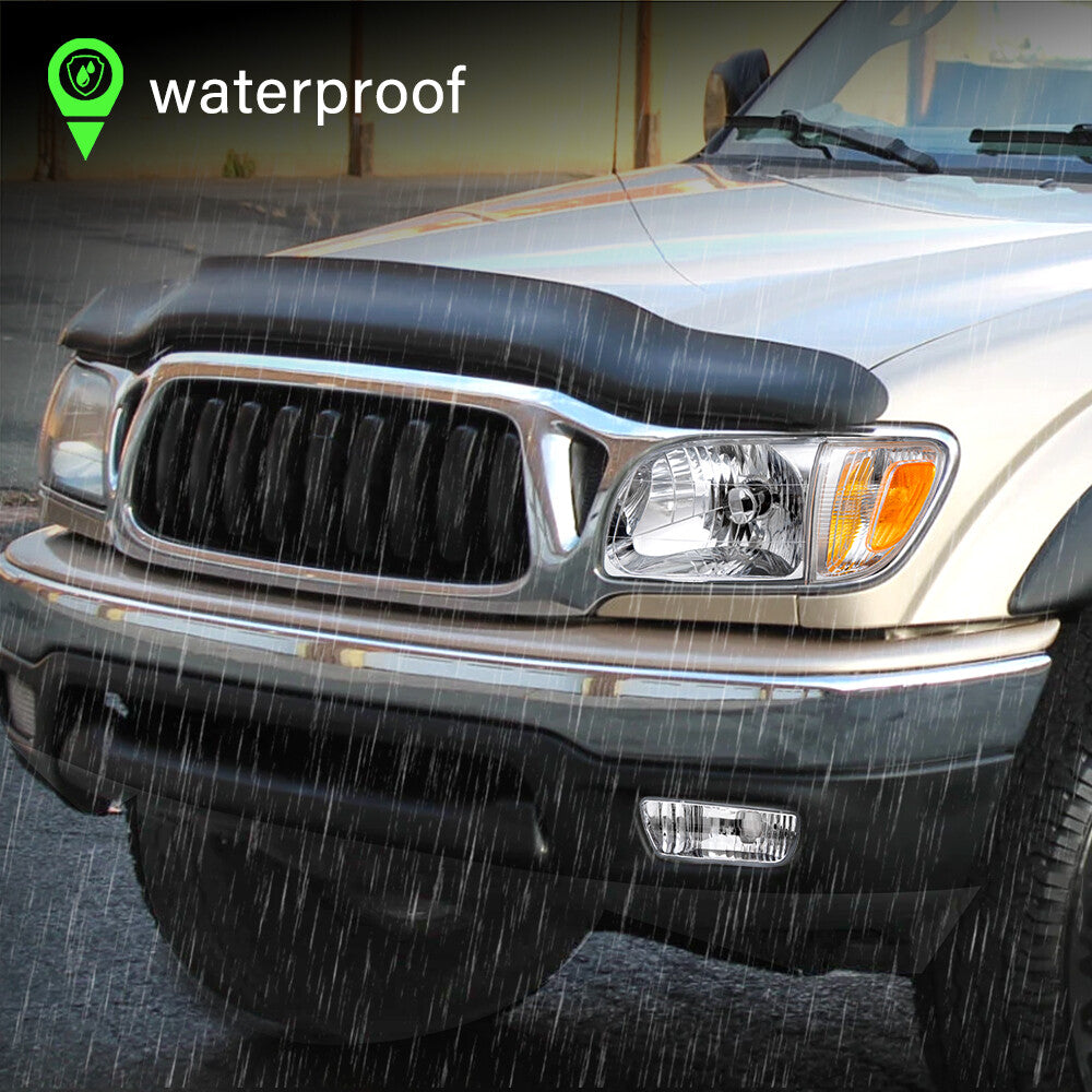 For 2001-2004 Toyota Tacoma Chrome Headlights Amber Corner Lamps + Bumper Lights