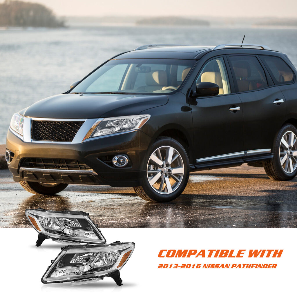 For 2013-2016 Nissan Pathfinder 4DR Halogen Headlights Assembly Headlamps Pair