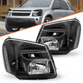 Headlights For 2005-2009 Chevy Equinox Black Housing Clear Left+Right Pair 05-09