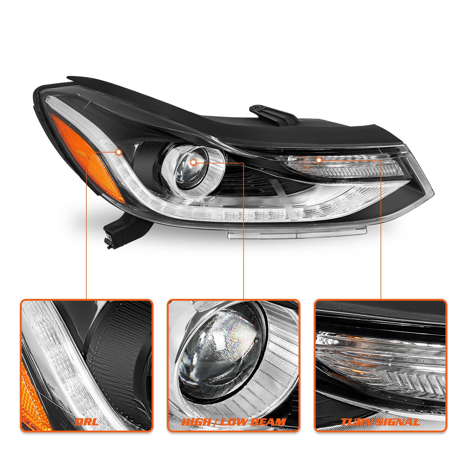 For 2017-2022 CHEVY TRAX Projector Headlight w/ LED DRL Headlamp Right Side w/ B