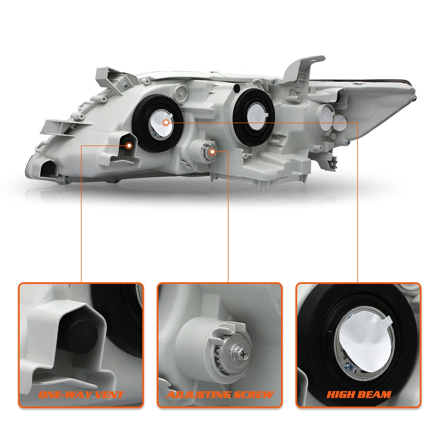 FOR 2007 2008 2009 TOYOTA CAMRY BLACK HOUSING AMBER CORNER PROJECTOR HEADLIGHTS