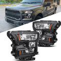 FOR 15-2017 FORD F150 BLACK AMBER CORNER HEADLIGHT REPLACEMENT HEAD LAMPS