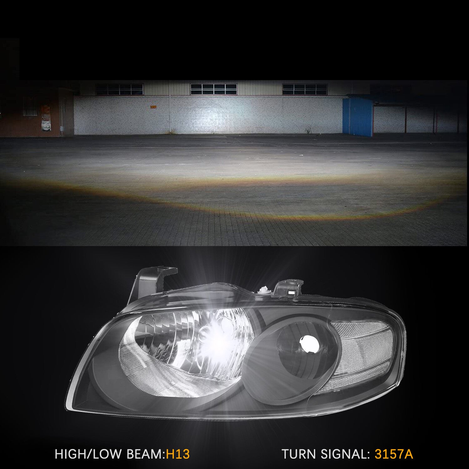 For 2004 2005 2006 Nissan Sentra SE-R Black Headlights Clear Corner Lamps Pair