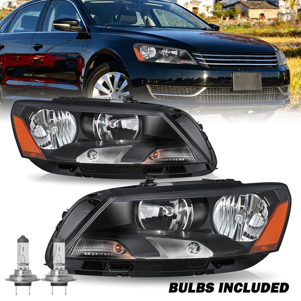 Bulb+Black Housing For 2012-2015 Volkswagen Passat New Headlights Assembly LH+RH
