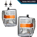 For 2008-2010 Ford F250 F350 F450 SuperDuty Pickup Chrome Headlights W/bulbs