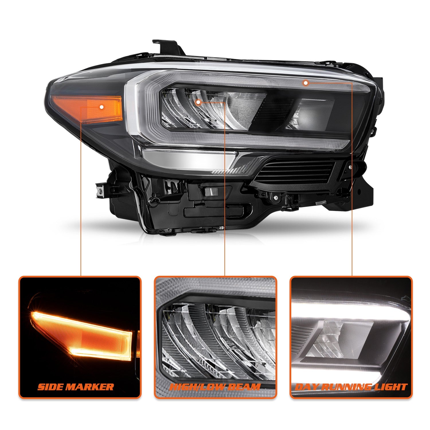 For 2020-2023 Toyota Tacoma Full LED TRD/PRO Headlights Headlamps Pair L+R