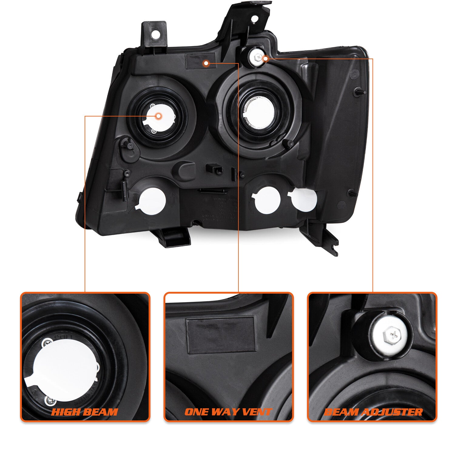 Pair Headlights For Chevy Avalanche Suburban Tahoe 2007-2014 Black Halogen Sets