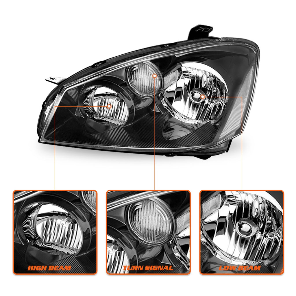 For 2005-2006 Nissan Altima 4Dr Black Housing Clear Corner Headlights Lamps L+R