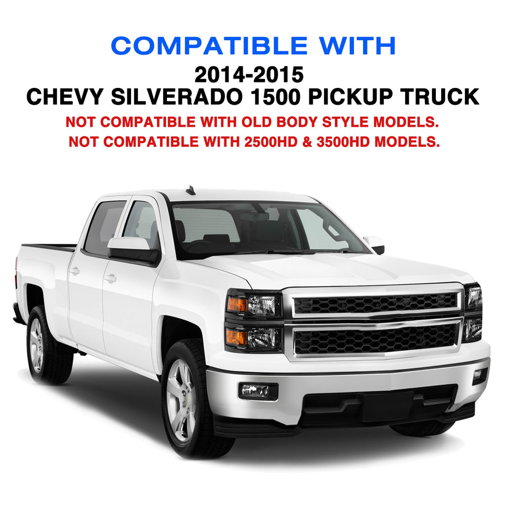 For 2014-2015 Chevy Silverado 1500 Black Headlight Headlamp Passenger Right Side