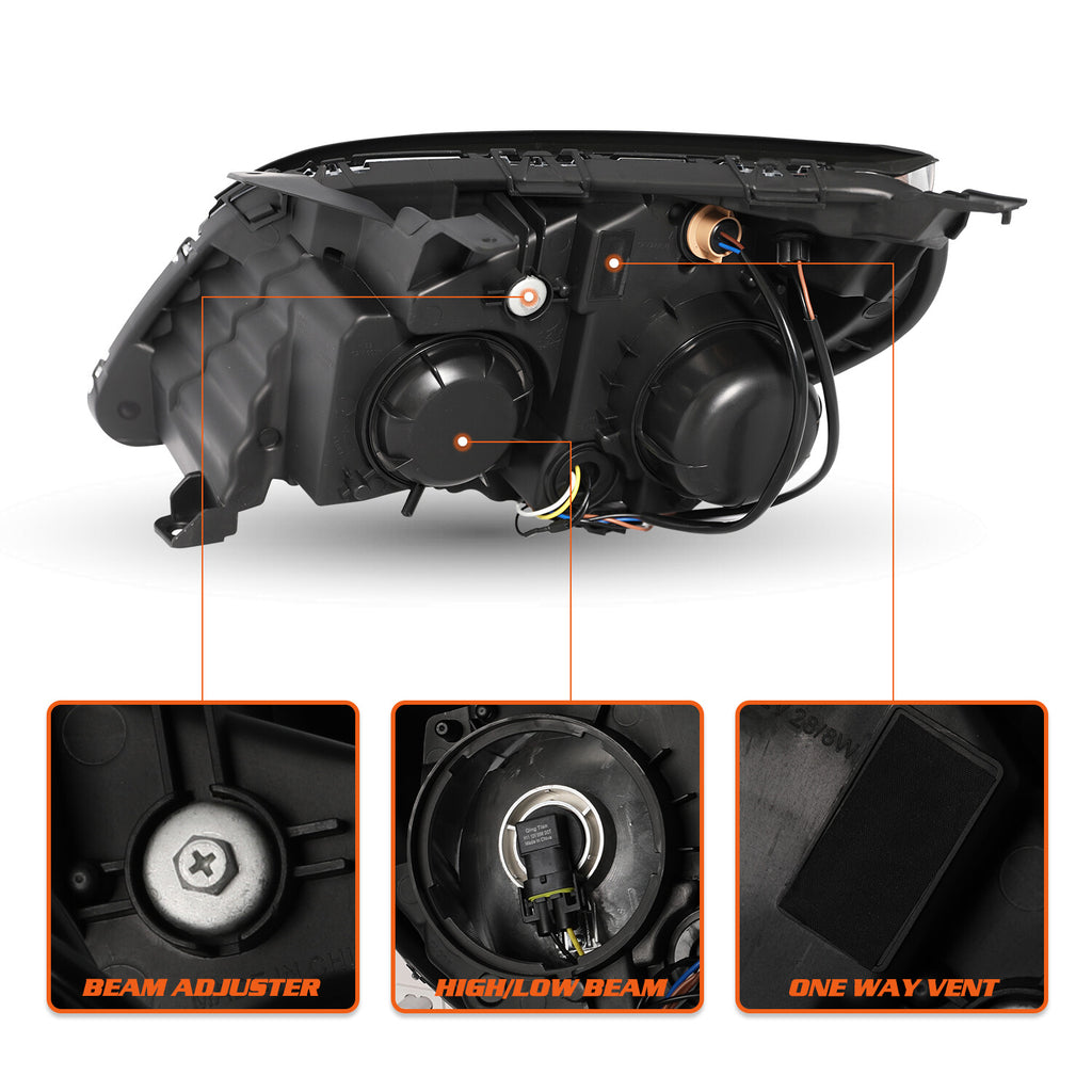 For 2010-2015 Black Chevy Equinox LS / LT Halogen Headlights Left+Right w/Bulbs