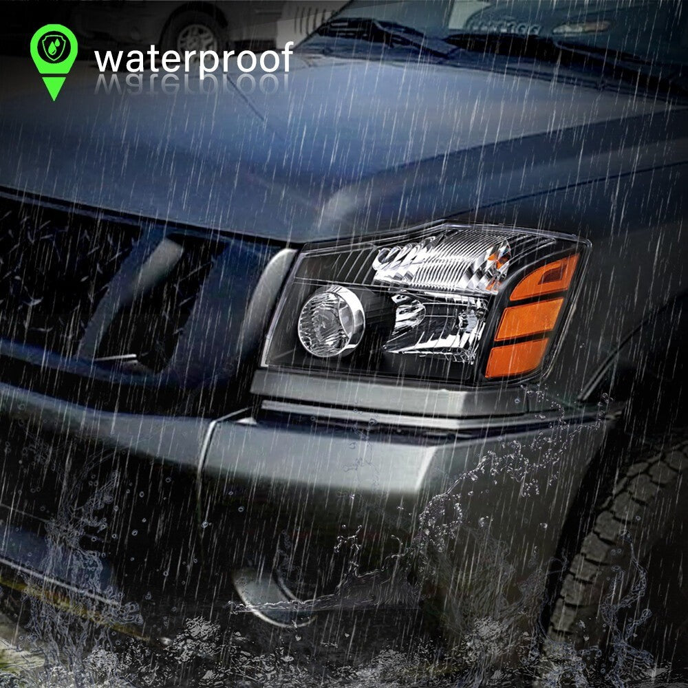 Black For 2004-2015 Titan 2004-2007 Armada Headlights Headlamps Left+Right 04-15