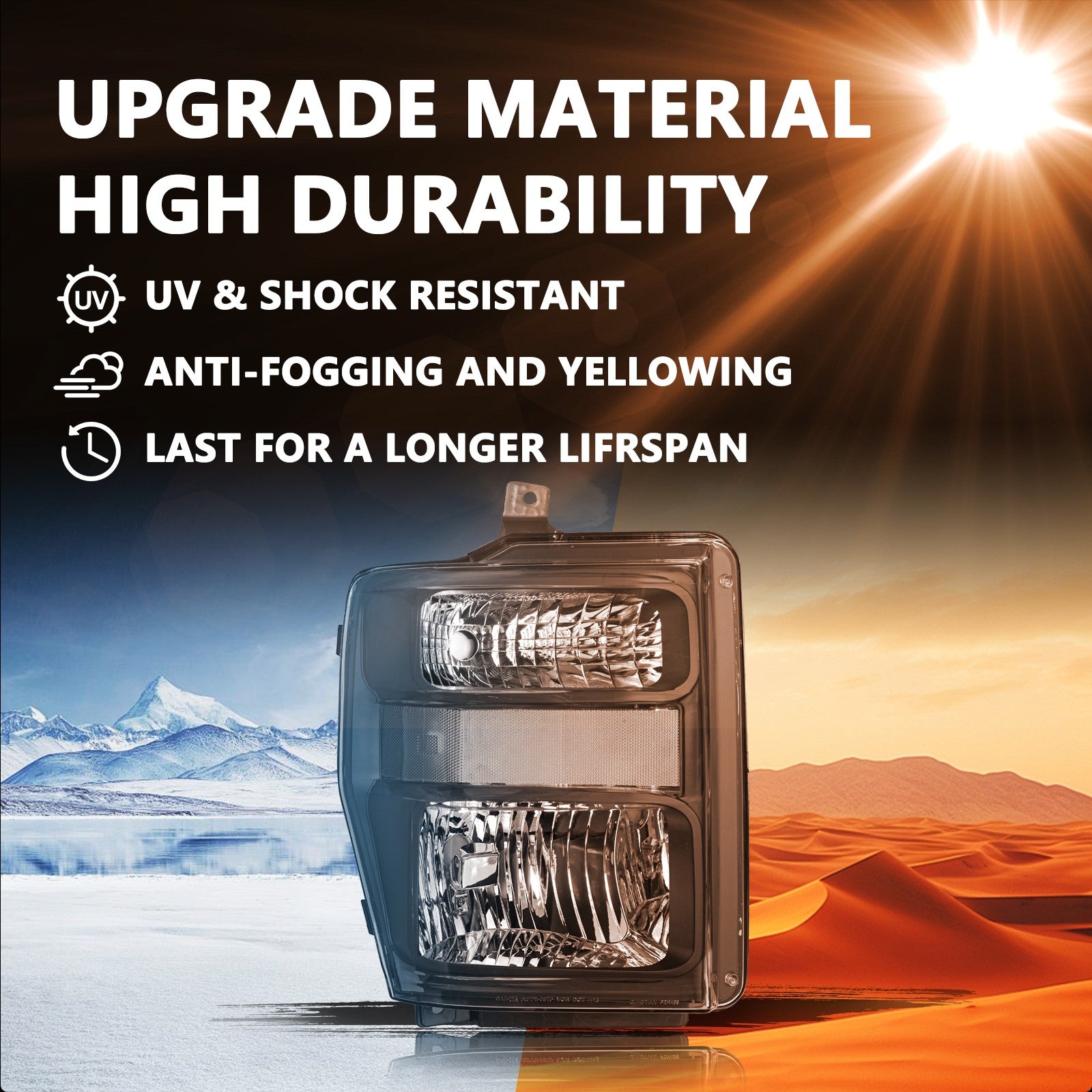 FOR 08-10 FORD F250 F350 SUPER DUTY BLACK HOUSING CLEAR CORNER HEADLIGHT LAMPS