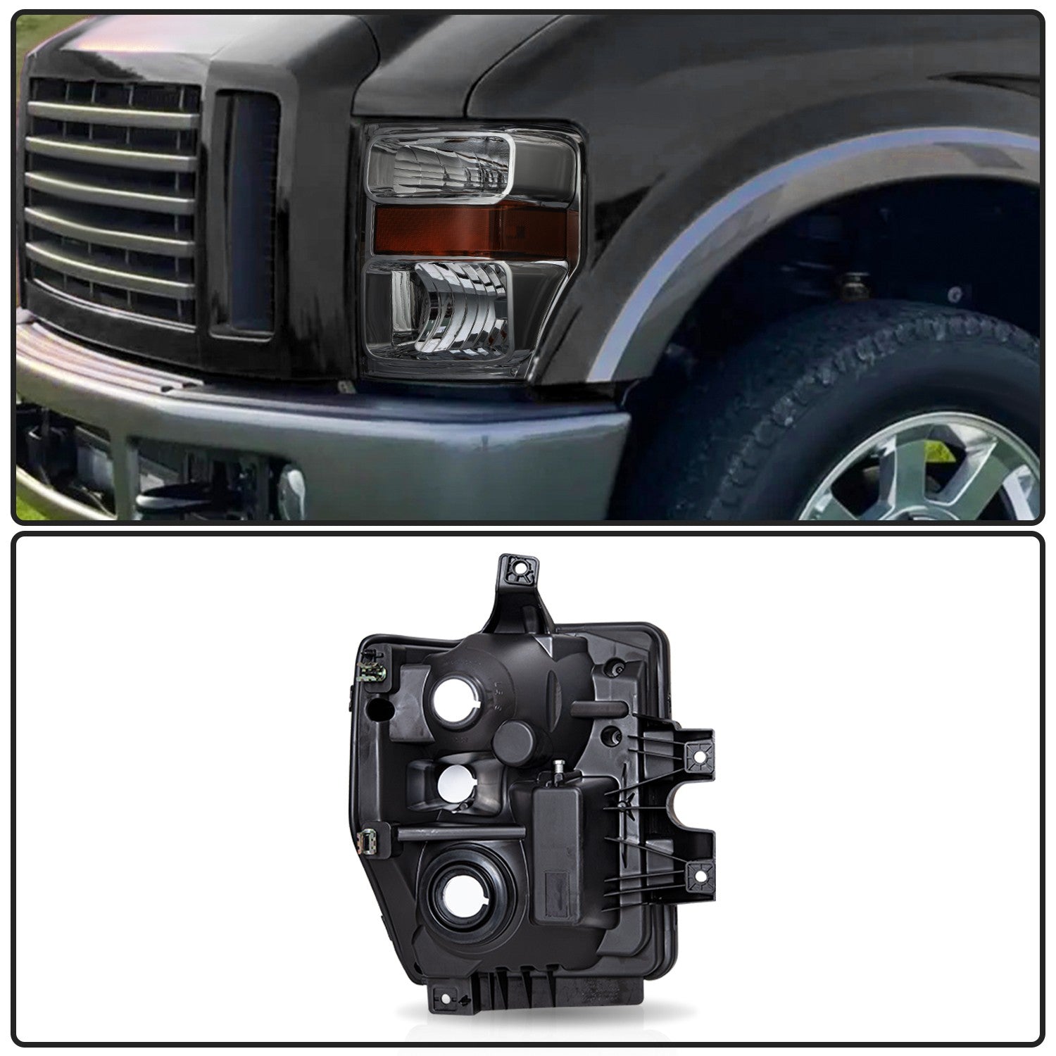 1 Pair Smoke Headlights lamps For 2008-2010 Ford F250 F350 F450 F550 Super Duty
