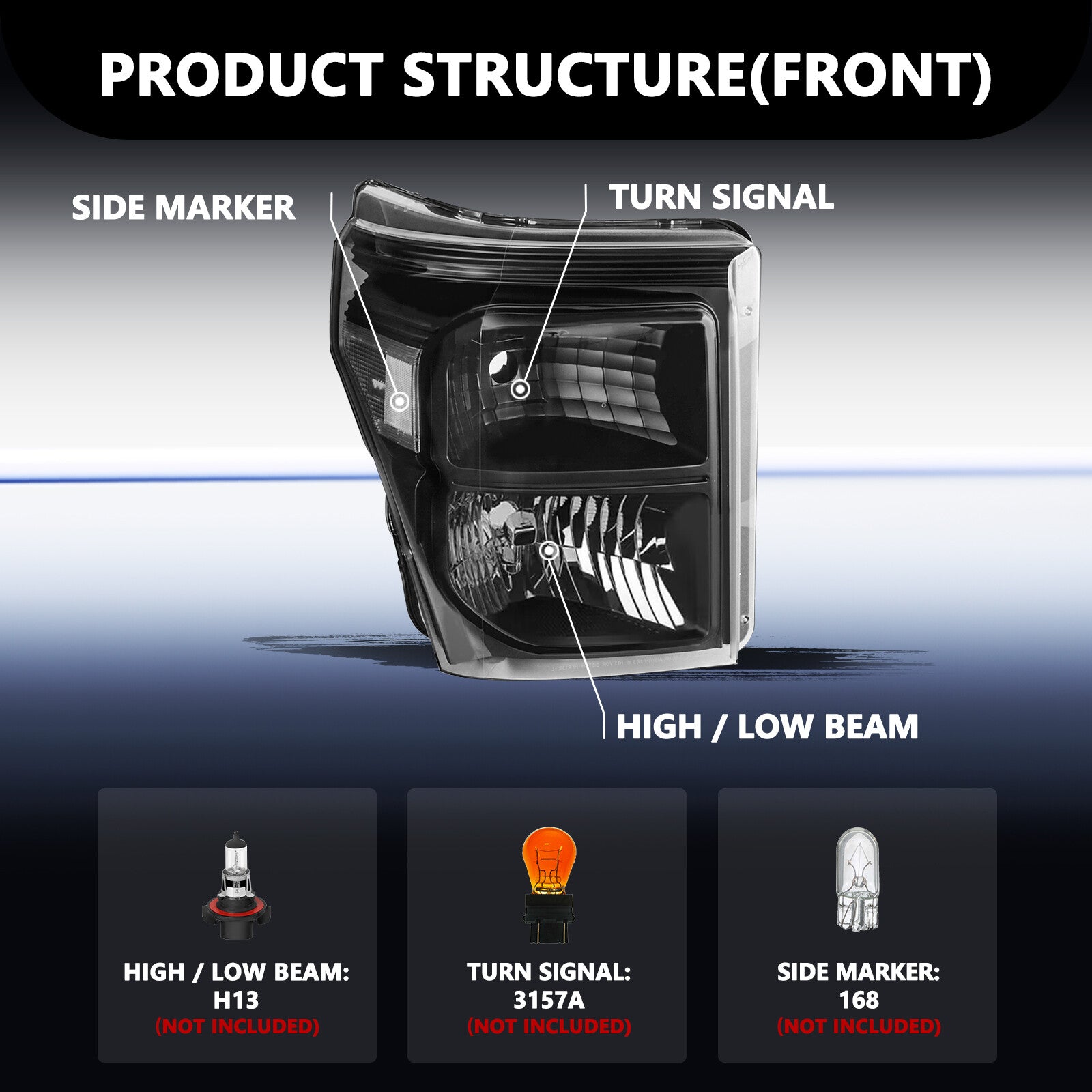 For 2011-2016 Ford F250 F350 F450 F550 Super Duty Headlights Headlamps Pair