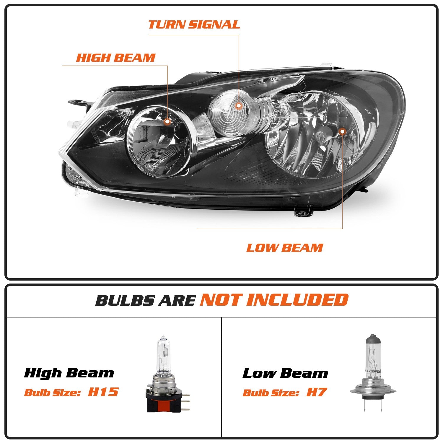 For 2010-2014 Volkswagen Sportwagen Golf/Jetta Headlight Assembly Left Driver LH