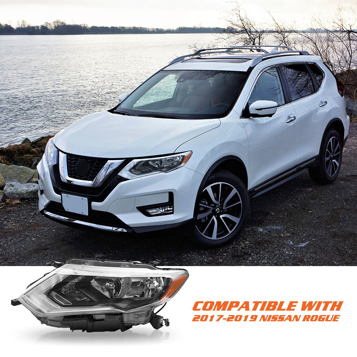 LH For 2017 2018 2019 Nissan Rogue w/LED DRL Left Driver Headlight Headlamp