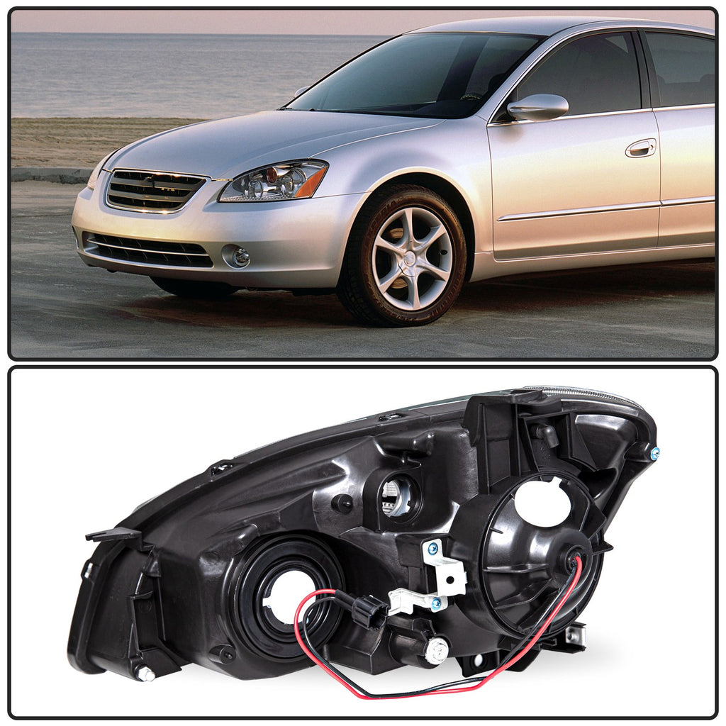 For 2002-2004 Nissan Altima Chrome Headlights Amber Corner Headlamps Left+Right