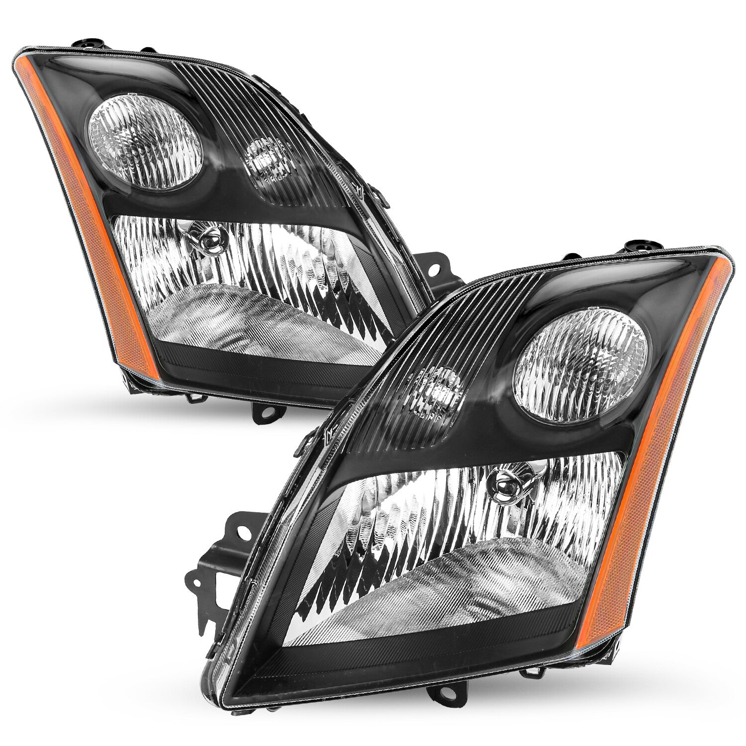 For 2007-2009 Nissan Sentra Black Headlights Assembly Amber Corner Headlamps L+R