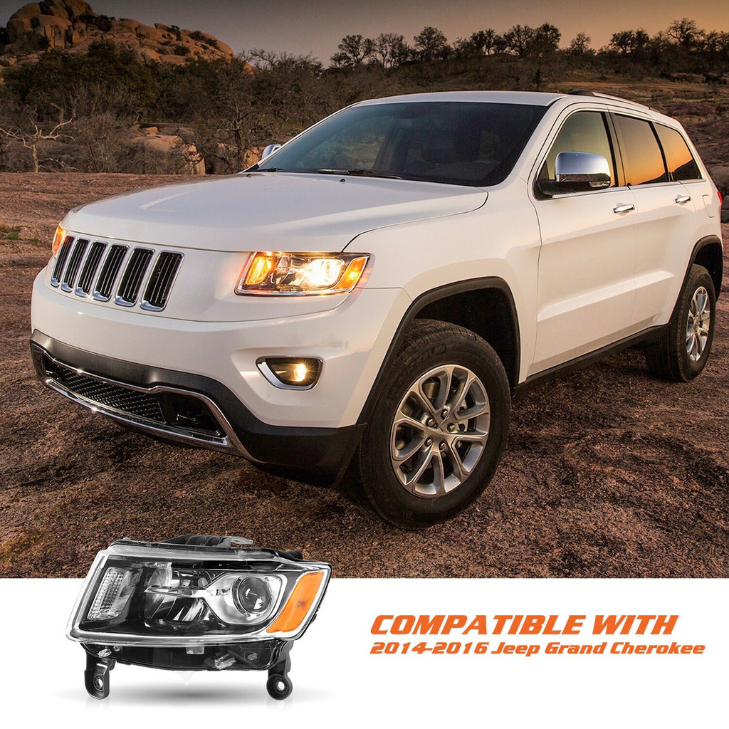 Left Driver Headlight For Jeep Grand Cherokee 2014-16 Halogen HeadLamp Assembly