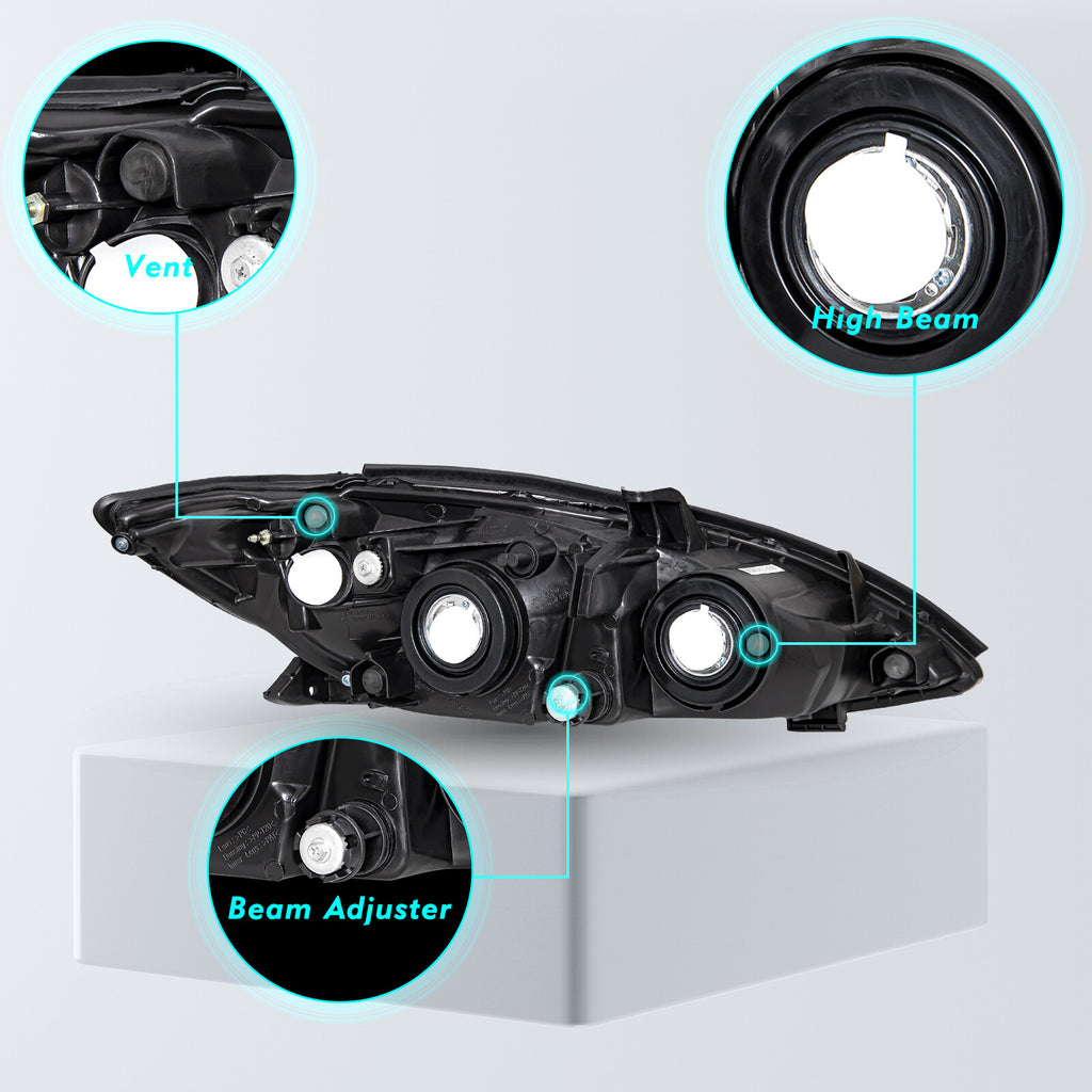 Headlights For 2002 2003 2004 Toyota Camry 4Dr Chrome Amber Headlamps Pairs L+R