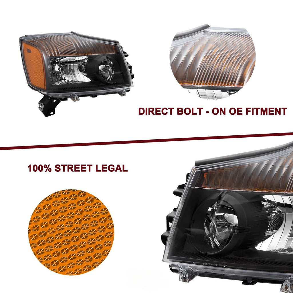 For 2004-2015 Nissan Titan / 2005-2007 Nissan Armada Headlights Assembly Lamps