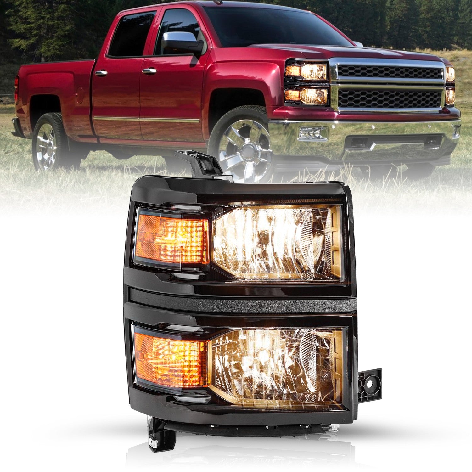 For 2014-2015 Chevy Silverado 1500 Black Headlight Headlamp Passenger Right Side