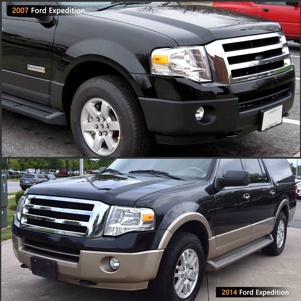 For 2007-2014 Ford Expedition Chrome Housing Amber Corner Headlight Replacement