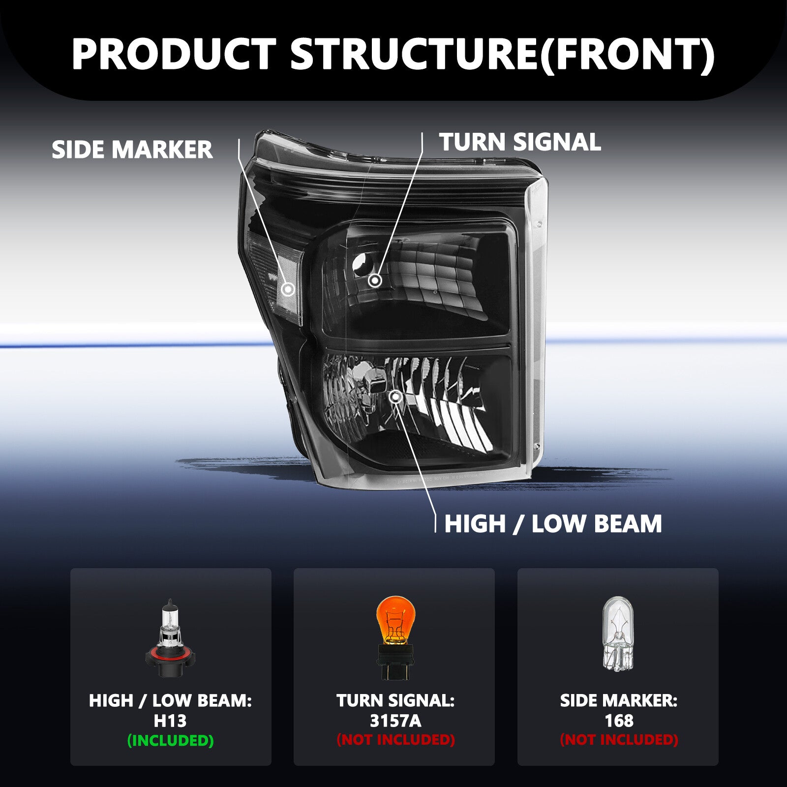 For 2011-2016 Ford F250 F350 F450 F550 Super Duty Headlights lamps W/Bulb