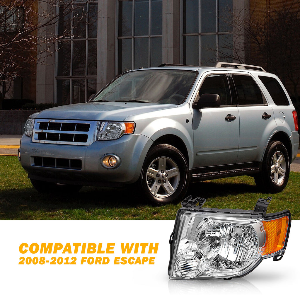 For 2008 2009 2010 2011 2012 Ford Escape SUV Chrome Driver Side Headlight Lamp